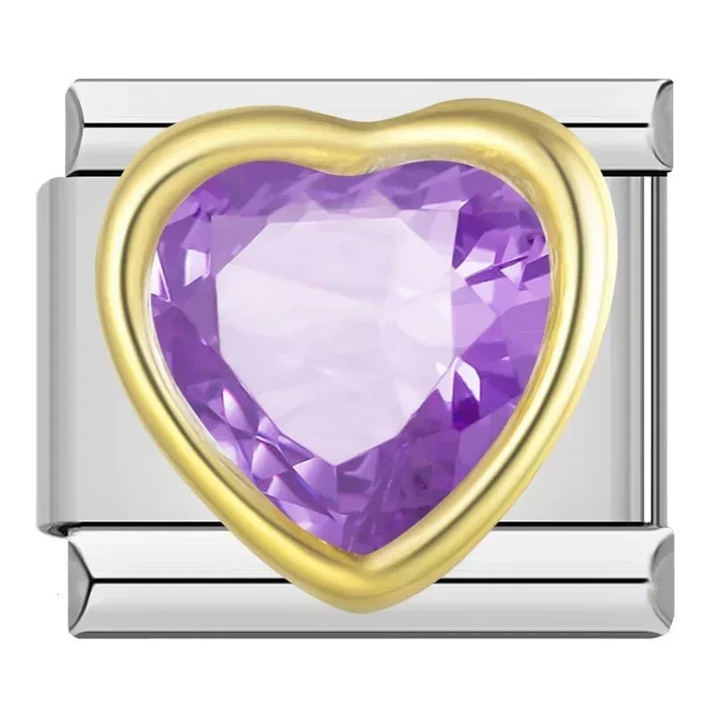 Charm Corazon Brillo Morado - Italian Charms