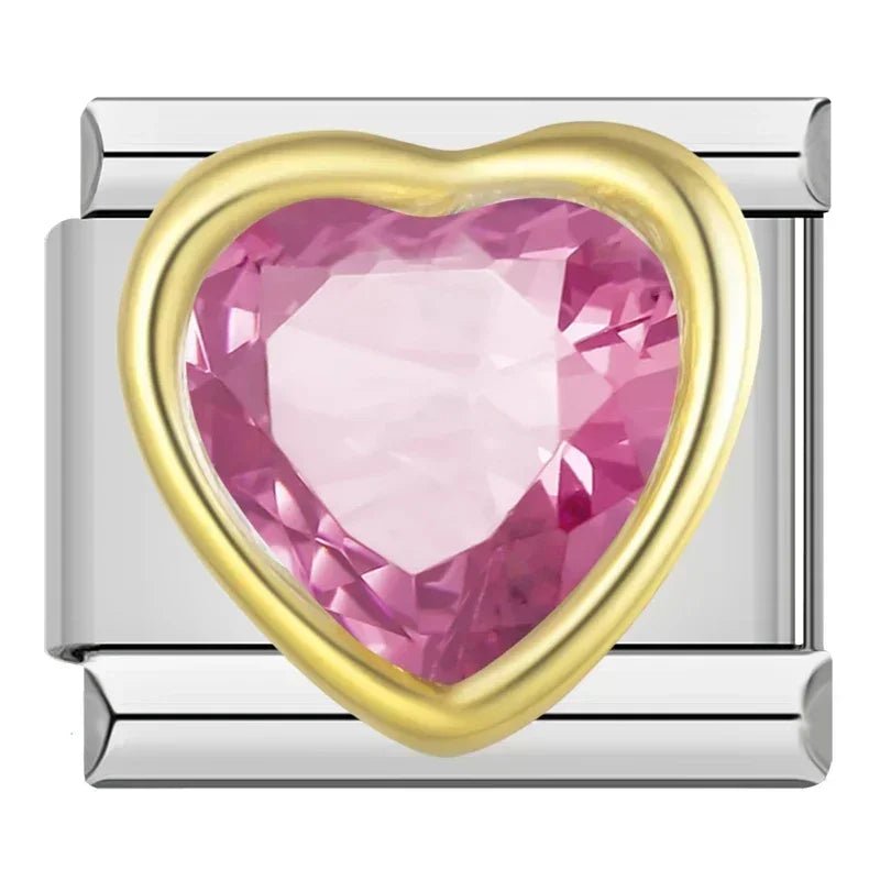 Charm Corazon Brillo Rosa - Italian Charms