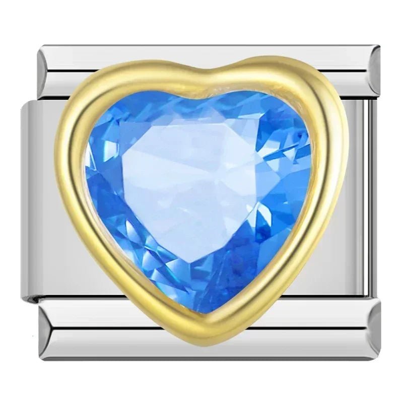 Charm Corazon Brilloso Azul - Italian Charms