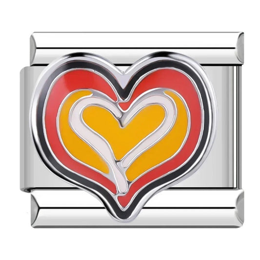 Charm Corazón Naranja Amarillo - Italian Charms