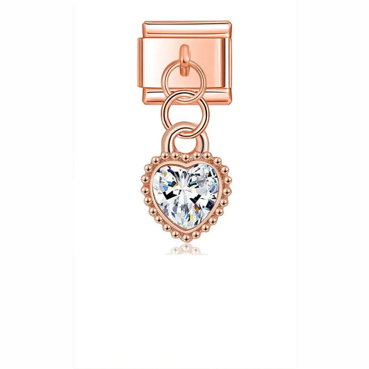 Charm Colgante Corazón brillo - Italian Charms