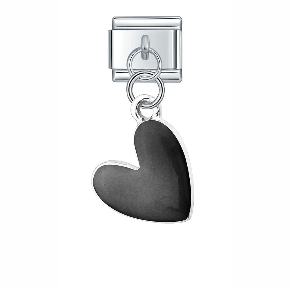Charm Colgante Corazón negro - Italian Charms