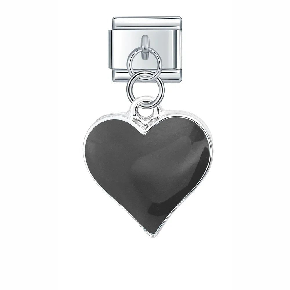 Charm Colgante Corazón negro - Italian Charms