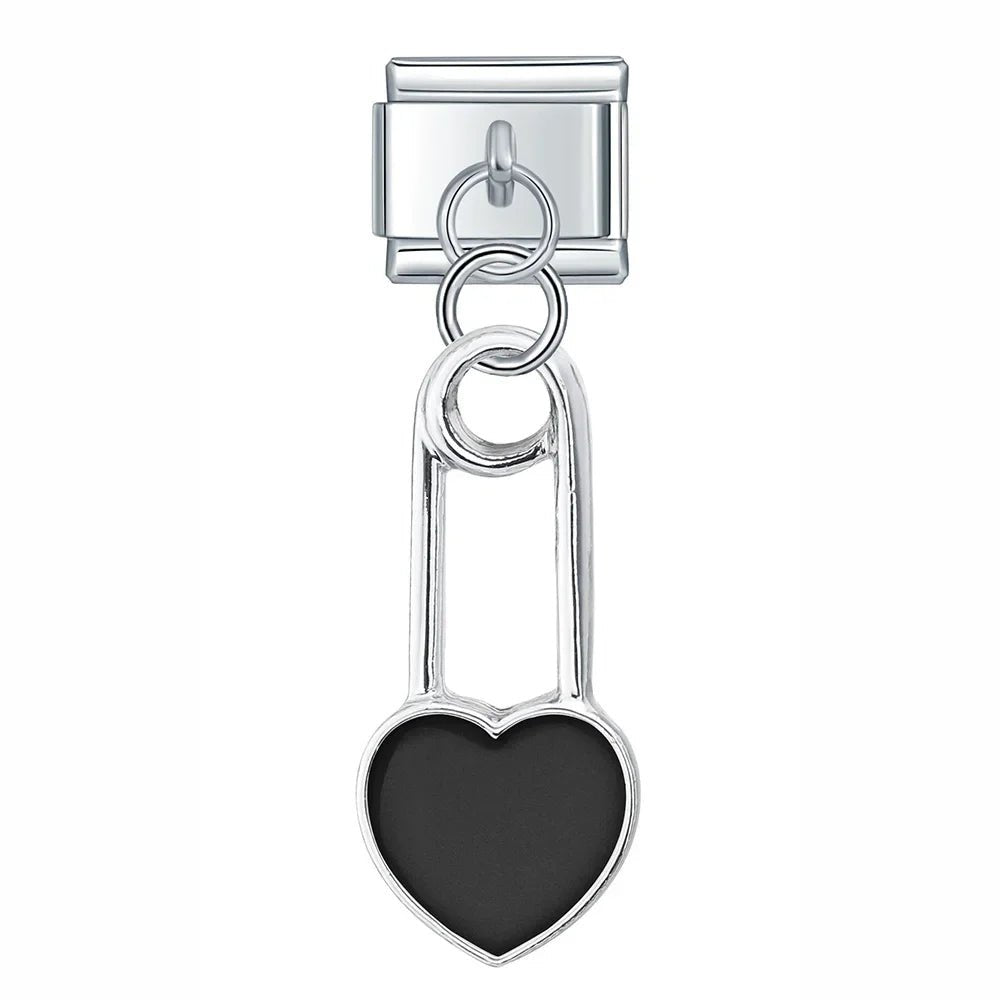 Charm Colgante corazón negro - Italian Charms
