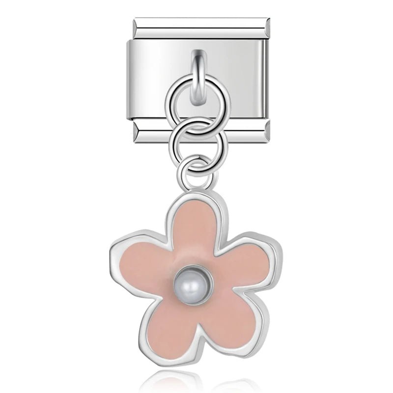 Charm Rosa Reader Charm Colgante Flor rosa – Italian Charms