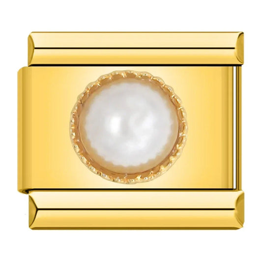 Charm con perla y base dorada - Italian Charms