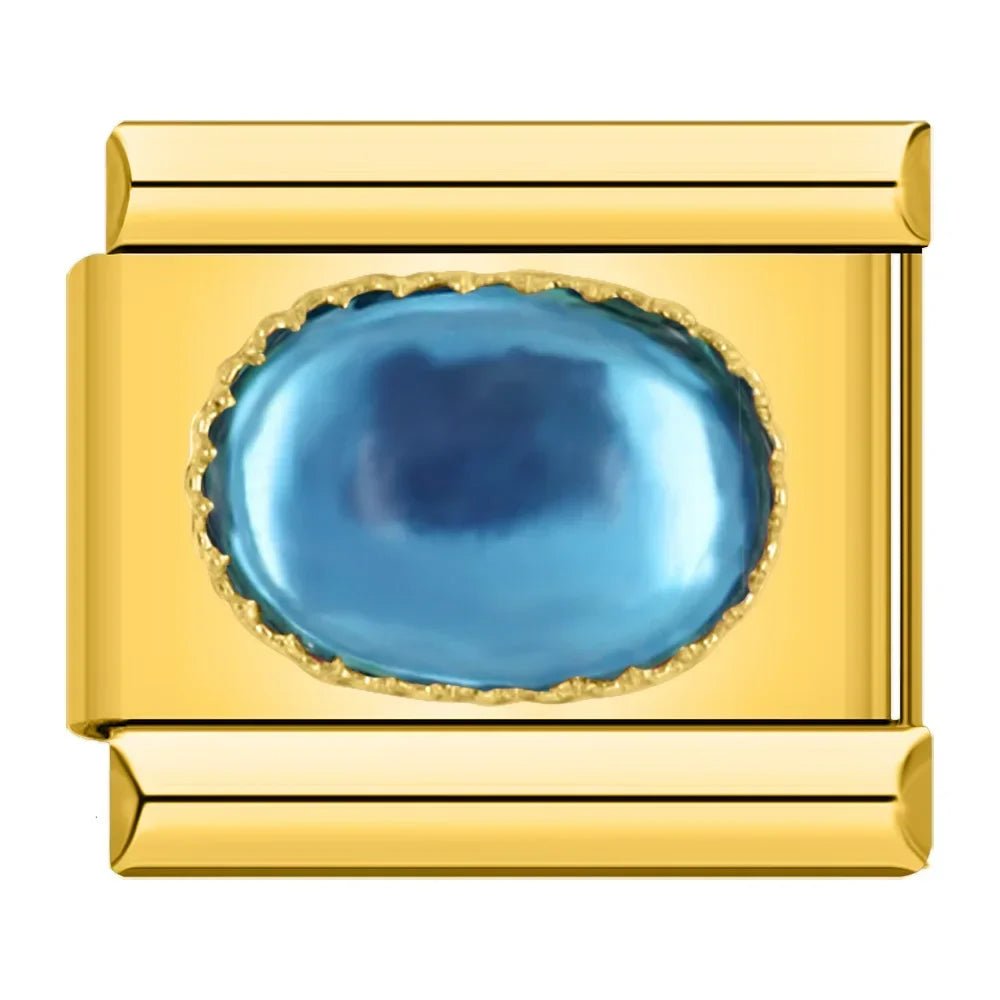 Charm con piedra azul y detalles dorados - Italian Charms