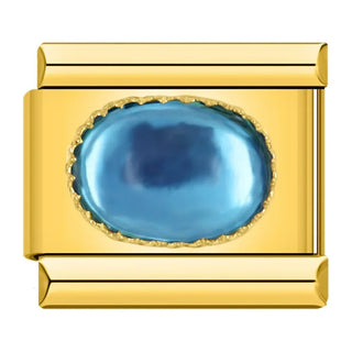 Charm con piedra azul y detalles dorados - Italian Charms