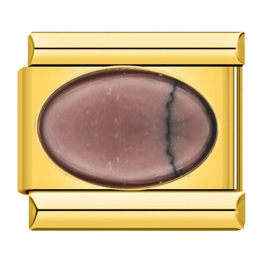 Charm con una piedra marrón jaspeada - Italian Charms