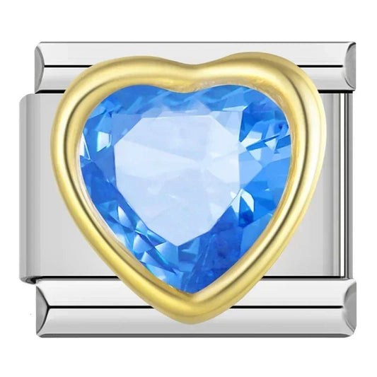 Charm Corazon Brilloso Azul - Italian Charms