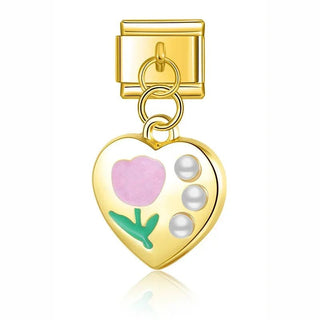 Charm Corazon flor - Italian Charms